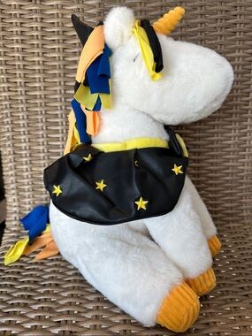 Giggle Scape White Unicorn Witch Costume Plush for Kids - Yellow & Black